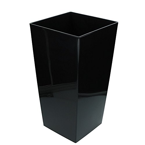 Blumentopf mit Einsatz Hochglanz eckig hoch 400x400x750mm Schwarz Übertopf Pflanzenkübel Blumenkübel Pflanzkübel Pflanzentopf Übertöpfe Blumentöpfe Kunststoff Blumen Pflanzen Garten Terrasse Balkon