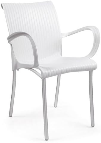 Stacking Outdoor Garden Dining Chair with Strong aluminium legs (Frame Material: Wood, Style: Contemporary) (White)