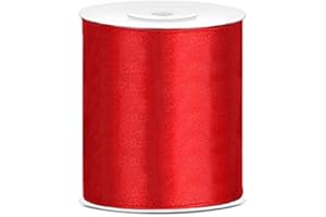 JAOW Ruban Satin Polyester Noeud et Emballage Cadeau 6/12/25/38/50/100mm x 25m (Taille 100mm x 25m - Couleur Rouge)