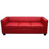 leder sofa couch kaufen  Mendler 3er Sofa Couch Loungesofa Lille, Kunstleder/Leder rot
