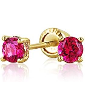 Bling Jewelry simulierten Pink Ruby CZ Baby Screwback Bolzen 14K Gold 3mm