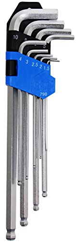 BGS Innen-6-kant-Winkelschlüssel-Set, extra lang, 1,5-10 mm, 9-teilig, 1 Stück, 790