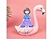Produktbild Guai Home Ornamente DIY Dekoration niedlich Miniatur Micro Landschaft Flamingo und Schwan mit Mädchen (Pink + Lila)