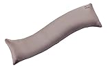 Sei Design® Bezug für Seitenschläferkissen in S-WELLE-Design 40x130 cm, Satinstoff mit Reißverschluss und aufgesticktem Logo. (Taupe)