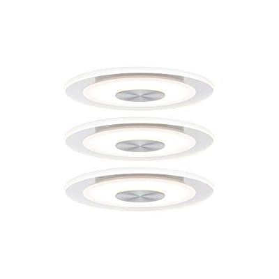 Paulmann 92907 Kit encastrés Premium Whirl, rond, dimmable, LED 3x5,5W, 230 V, 120 mm Alu tourné/Satiné Alu/Acryl