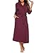 Produktbild UNibelle Morgenmantel Leicht Damen Kimono Sauna Bademantel Baumwolle Lang Hausmantel Pyjama Nachthemd Mittel Weinrot XXL