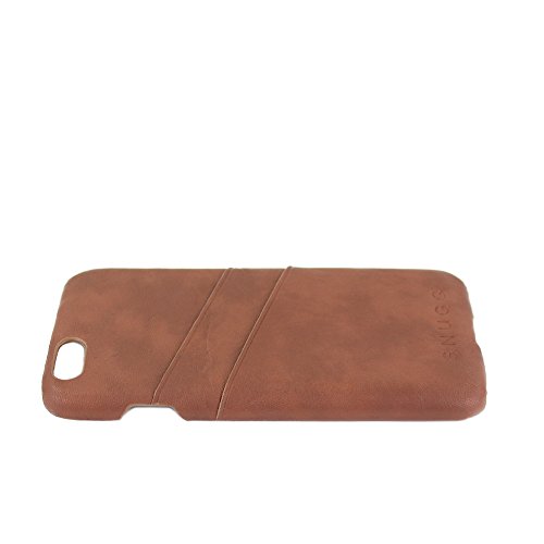 iPhone 6 Plus and 6S Plus Case, Snugg Brown Leather Ultra-Slim Case Cover [Dual Card Slots] Apple iPhone 6 Plus and 6S Plus Protective Back Cover