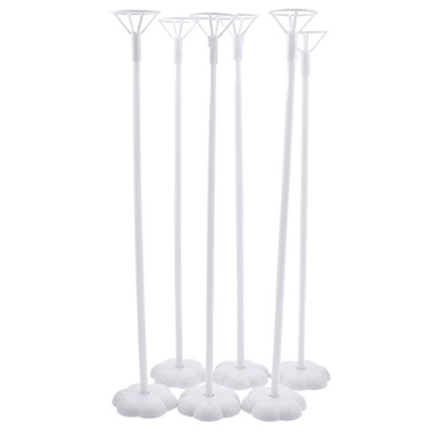 Kesheng40cm Balloon Sticks Holder with Cup and Base White Color Pack of 6pcs