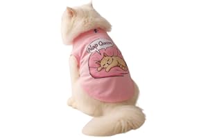 Thunder Tails Printed Cat T-Shirt for Small to Large Cats & Kittens Lightweight Breathable Cotton Pet Apparel Cute & Stylish, Comfortable Round Neck Cat Clothes (M, Pink)