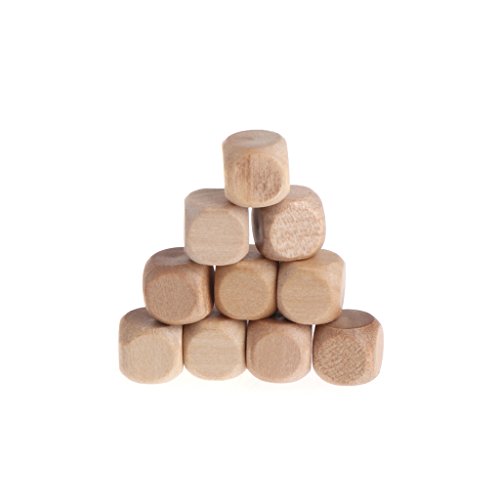 Preisvergleich Produktbild Manyo 10pcs DIY Sechsseitig leere Holz Würfel. (10mm)