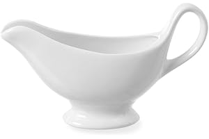 HENDI Saucière en Porcelaine Blanche, avec Socle, Pichet à Sauce avec Bec Verseur, 173x54x(H)102 mm, Vaisselle de Table Professionnelle