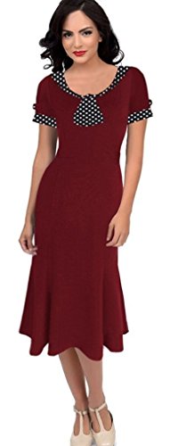 Robe de Rockabilly Pin Up Wiggle Crayon Années 40 50 Style Vintage (FR48, Rouge)