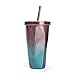 Produktbild Reisebecher Edelstahl Insulate Tumbler Farbverlauf Becher Auslaufsicherer Office Becher mit Stroh Doppelwand Trinkbecher