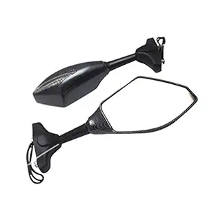 Gate 7 Motorcycle Rear View Side Glass Mirror with Amber LED Turn Signal Indicator for Honda, Yamaha, Apache, Suzuki Gixxer SF, Hyosung GT 250, 650