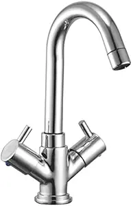 Drizzle Basin Mixer Flora Brass Chrome Plated/Centre Hole Basin Mixer/Pillar Cock Tap/Water Mixer Tap For Wash Basin/Bathroom Tap/Quarter Turn Foam Flow Tap