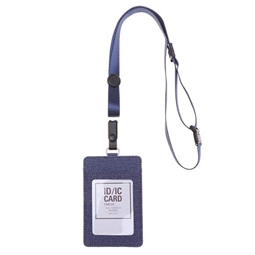 Preisvergleich Produktbild Toyvian Ausweishalter Stoff Ausweishülle Kartenhalter mit Lanyard für Büro und Schulbedarf (Marineblau)