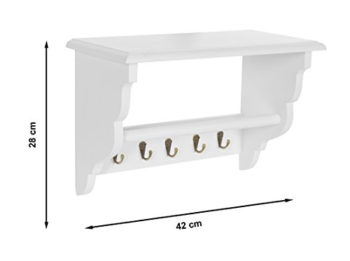 Küchenregal Küchenboard mit Handtuchhalter Landhaus Stil Wand Regal Weiß - 5