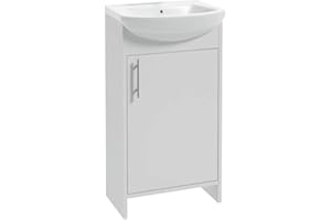 .DEFTRANS Deftrans Lavabo con armario bajo 46,5 x 24,5 x 84 cm, lavabo con armario bajo blanco, lavabo de invitados con armario bajo 45 cm, juego de muebles de baño