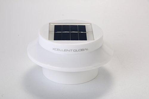 Xcellent Global 4 er Pack 3 LED Solarbetrieben Energiesparend Zaun Dachrinne Licht Außen Garten Wand Lobby Pfad Lampe LD029x4 - 3