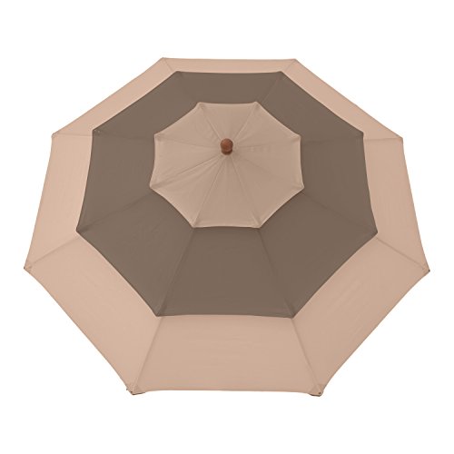 anndora Sonnenschirm 3 m rund Gartenschirm Holzschirm – 3 lagig Sand Beige - 3