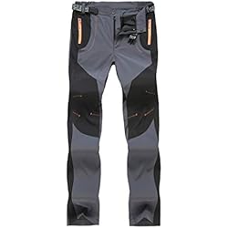 Solike Pantalons de Travail Pantalon Cargo Homme Femme Résistant à l'abrasion Genouillères avec Poches - Épaisse et Mince - pour Toute la Saison (Large, Gris(Femme/Mince))