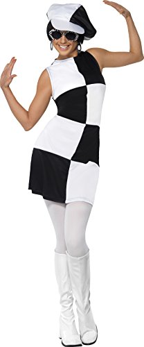 Smiffys Adult Women's 1960's Party Girl Costume, Dress and Hat, 60's Groovy Baby, Serious Fun, Size: L, 21142