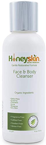 Honeyskin Organics Suave Hidratante Orgánico Detergente Cara & Cuerpo (118 ml) Eczema, Psoriasis, Rosacea, Aloe Vera, Botánicos, Sin Parabenos, Sin Sulfatos, Sin Fragancia, No Alergénicos