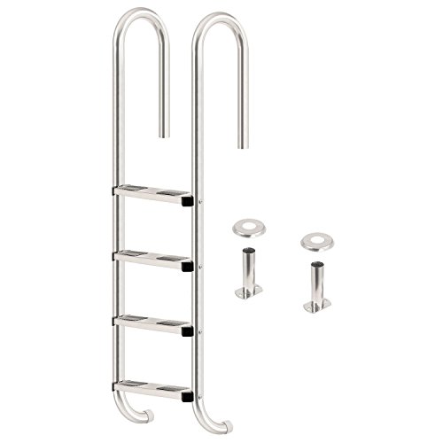 Zelsius – V2A Edelstahl Pool und Schwimmbad Leiter für Swimming Pool, mit rutschhemmenden Gummi pads auf den Sprossen, mit 3 oder 4 Stufen (mit 4 Stufen) - 2