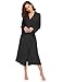 Produktbild Avidlove Damen Morgenmantel lang Baumwolle Kimono Negligee Saunamantel Winter Robe V Ausschnitt Bademantel Nachthemd,M(EU38-40),Schwarz