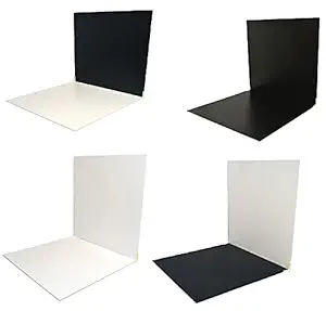 Fauxcreate Photo Backdrop Boards Kit 2 Pcs 24x24in Double Sided Texture Food Backdrops Tabletop Flat Lay Photography Backgrounds for Food Jewellery Cosmetics Small (Black and White)