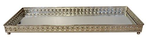 Tablett Dekotablett Spiegeltablett Dekoration Shabby Chic Silber Kerzentablett - 2