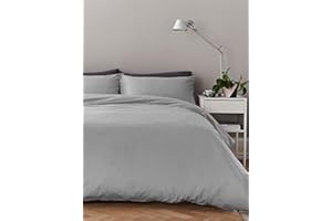 BELDORA Anti-Allergy Anti-Bacterial Brushed Soft Touch Microfibre Duvet Cover & Pillowcase/s Bedding Bed Linen Set (Silver, Double)
