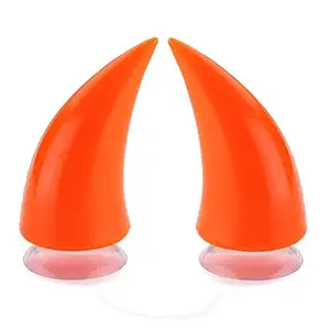 Gear Up Devil's Helmet Horn With Suction Rubber Pad For All Bikes And Motorcycles, Orange (Pack Of 2)