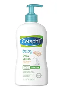 Cetaphil Baby Daily Moisturizing Lotion 400ml with Organic Calendula for Face & Body, Moisturizer for Kids