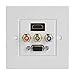 Produktbild Zerone HDMI Wandsteckdose, 86x86 USB + VGA + 3RCA Dreifach-in Audio Video Socket Panel Panel Wand Komponente Frontplatte für Projektor und Heimkino.