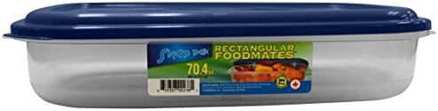 StoreMaxx Foodmates 238 Rectangle Food Storage Container with Clear/Blue Lid (Pack of 6), 70.4 oz., Slate Blue/Opaque