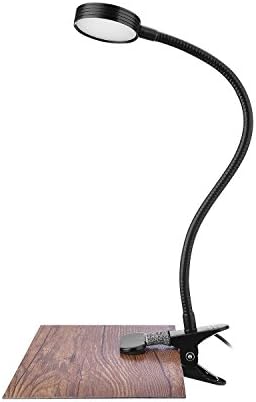 GVOREE LED Clip on Book Reading Light, Clip on Lamp for Bed, Eye Cared Desk Light with 2 Lighting Color (Cool White + Warm White) 360 Degrees Flexible Neck,USB Cord Black