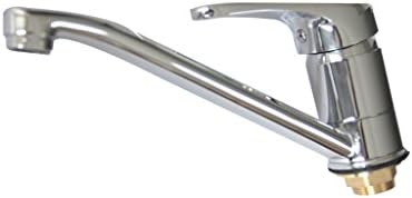 Modern Chrome Kitchen Sink Basin Mixer Tap Swivel Spout Single Lever with 2 flexible connection hoses 3/8 "(40 cm length)