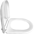 Hardstone Plastic Toilet Seat Cover with Soft Closer Mechanism- Round Commode Seat Cover – with Sleek Design & Easy Installation with Installation Kit (42cm x 36cm, White)