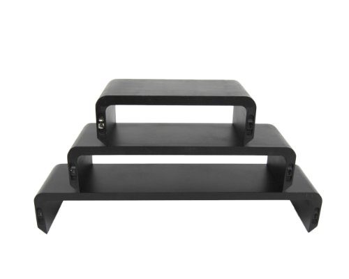 TS-Ideen Set von 3 schwarz Wandregal aus Holz Design Regal für CD DVD - 4