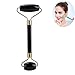 Produktbild 1 Stück Natürliche Jade Doppelkopf Schönheit Roller Anti-Aging Gesicht Auge Nackenmassagegerät Werkzeug (Color : Black)