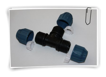 25mm-25mm-25mm PE Rohr Kunststoff PP Klemmverbinder Klemmfitting Verschraubung T-Stück AG DVGW - 2