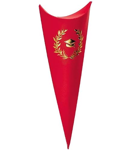 Coni Portaconfetti Per Laurea Scotton Spa – Lino Rosso Con Quadrifoglio, 15.5 Cm (Confezione 20 Pezzi)