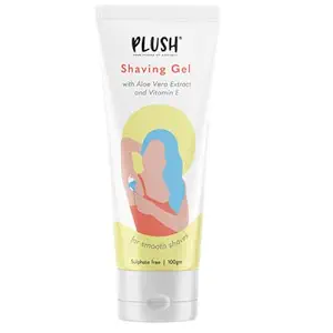 Plush All Natural Shaving Gel for Women with Aloe Vera & Vitamin E Extracts | Free from Sulphates & Parabens | 100% Vegan | Best for Smooth Shaves & Moisturizing | For Normal-Sensitive Skin - 100 GMS