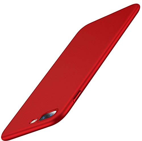 Funda iPhone 7 Plus  Funda iPhone 8 Plus  TORRAS Ultra-delegado   Ultra-fina Carcasa con  Gratis Protector de Pantalla de Cristal Templado  Ligera Caso S  lido Hard Case Anti-rasgu  os   Antihuellas Material PC para Apple iPhone 7 Plus  2016    iPhone 8 Plus  2017  - Rojo Alambrado