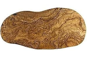 MOHA 24 Tabla de madera de olivo, tabla de cortar, tabla de madera, para desayuno, carne, corte natural (33-37 cm)