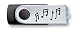 Produktbild Schlüssel USB 8 Go - Schwarz und Chromstahl - Schwenkbar - Musikanmerkungen - Geschenk Musik