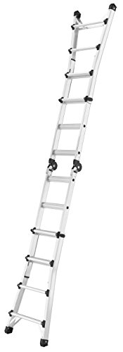 Hailo 7516-701 Alu-Multifunktions-Teleskopleiter MTL, 4×4 Sprossen – Verwendbar als Anlege- und Schiebeleiter, beidseitige Steh- und Treppenleiter - 3