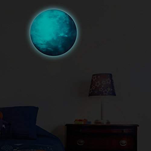 Lianle Lune /Terre Autocollant Lumineux Auto-adhésif pour Décoration de Maison Chambre,A