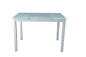 Avanti Trendstore Sirmione Tavolo Da Pranzo In Metallo Con Piano In Vetro Allungabile Fino A 170 Cm Dimensioni Lap 110x76x70 Cm